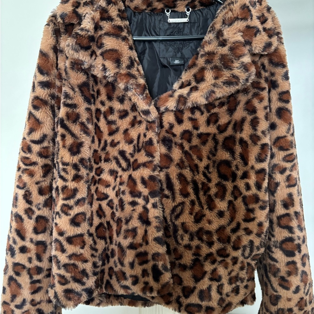 Leopard Print Faux Fur Jacket